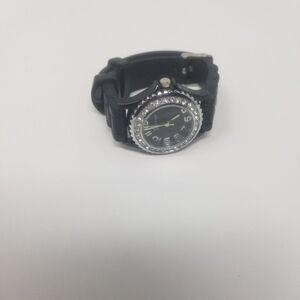 Geneva Black Silicone Adjustable Strap Gemmed Crystal Bezel 10026 Women's Watch